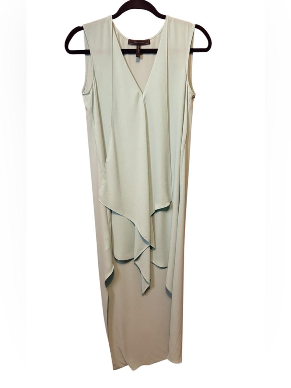 BCBGMAXAZRIA Tara Aqua High Low Ruffle Dress XS Wedding Guest Vacation Flowy - Picture 4 of 8